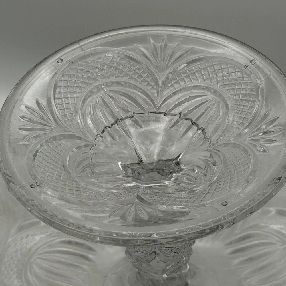 EAPG Bryce Higbee New Crescent Clear Glass Cake Stand Vintage in Great Condition